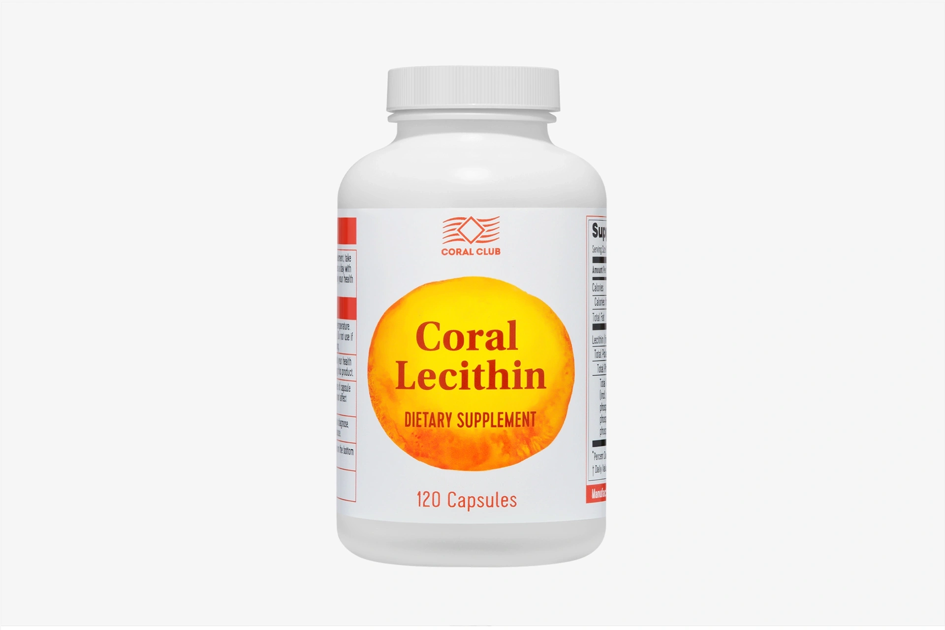 Coral Lecithin – complemento alimenticio. Peso neto: 191 g.